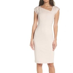 French Connection Dress Women's 6 white Asymmetrical Neck Sheath Size 6